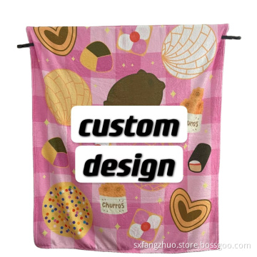 Customization pink luxury flannel fleece blanket